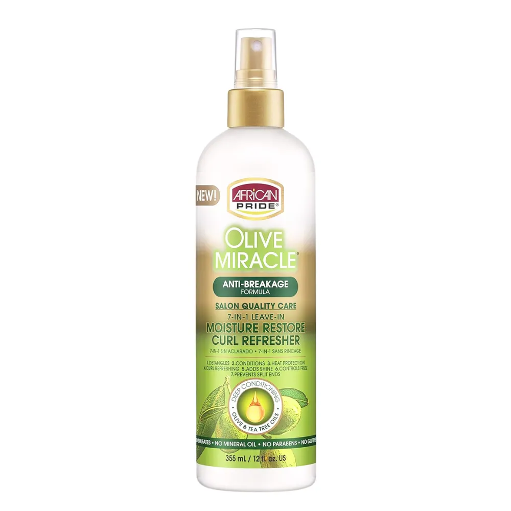 African Pride Olive Miracle 7-IN-1 Leave-In Curl Refresher 354ml - Imagen 1